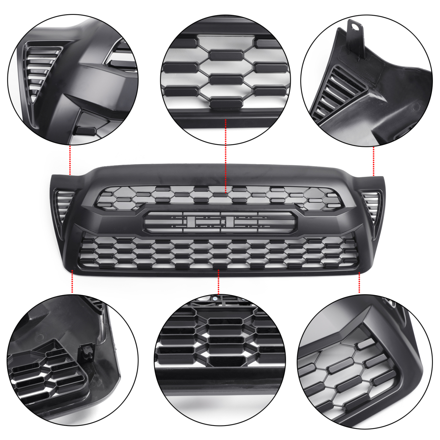 For 2005-2011 Toyota Tacoma Trd Pro Front Grill Grille with LED Light Matte Black