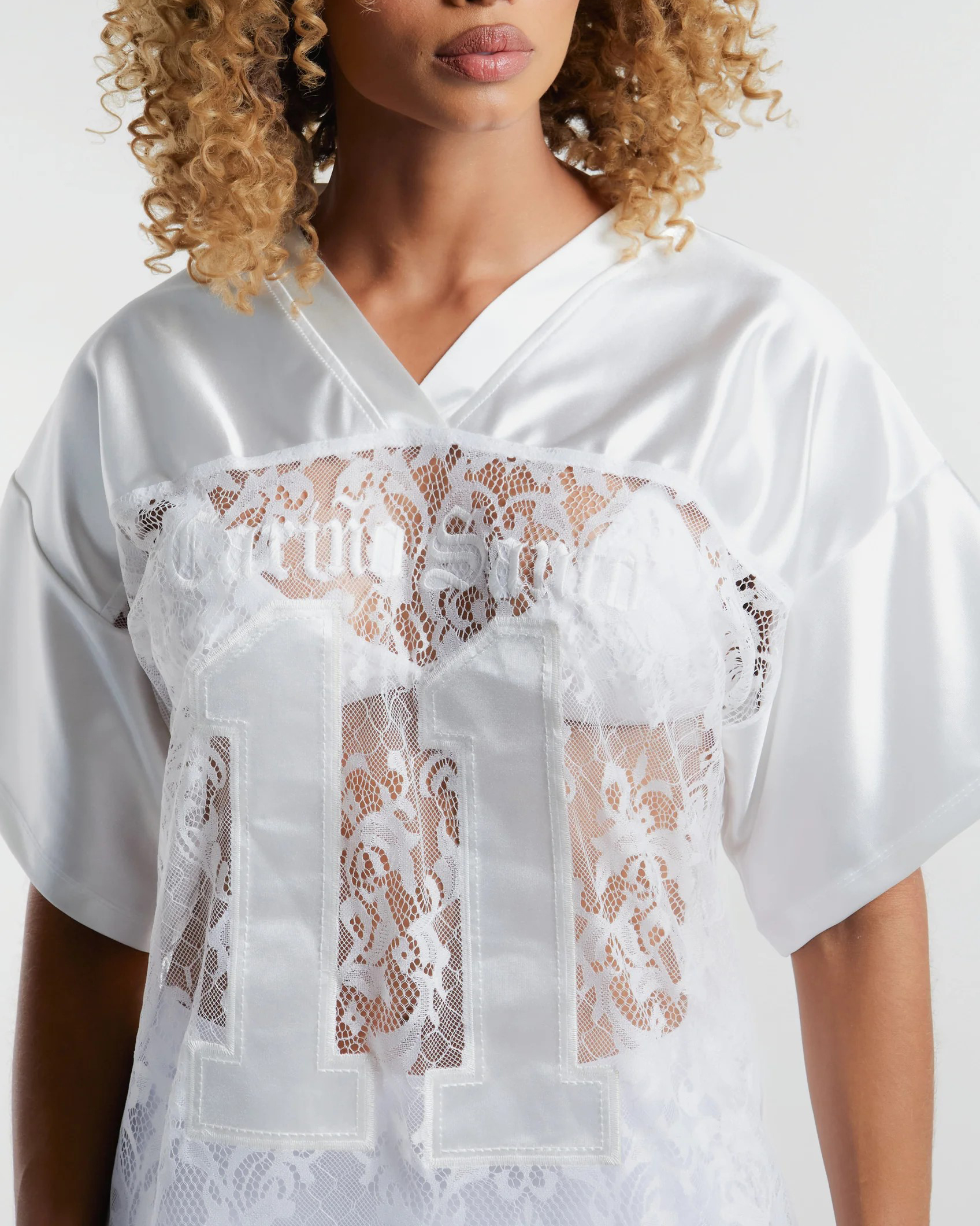 Women V-neck Splicing Printed Hollow Casual Top