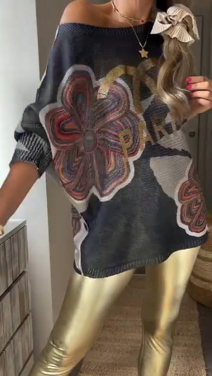 Women Round Neck Printed Casual Top