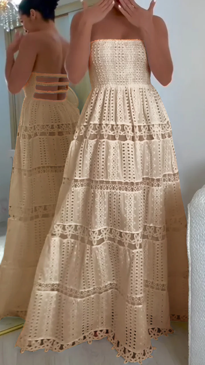 Women's Tube Top Backless Hollow Holiday Dress