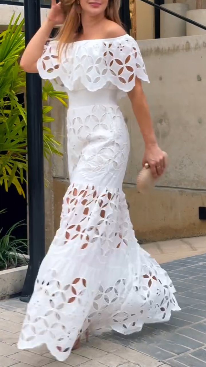 Women's One-shoulder Hollow Stitching Elegant Dress