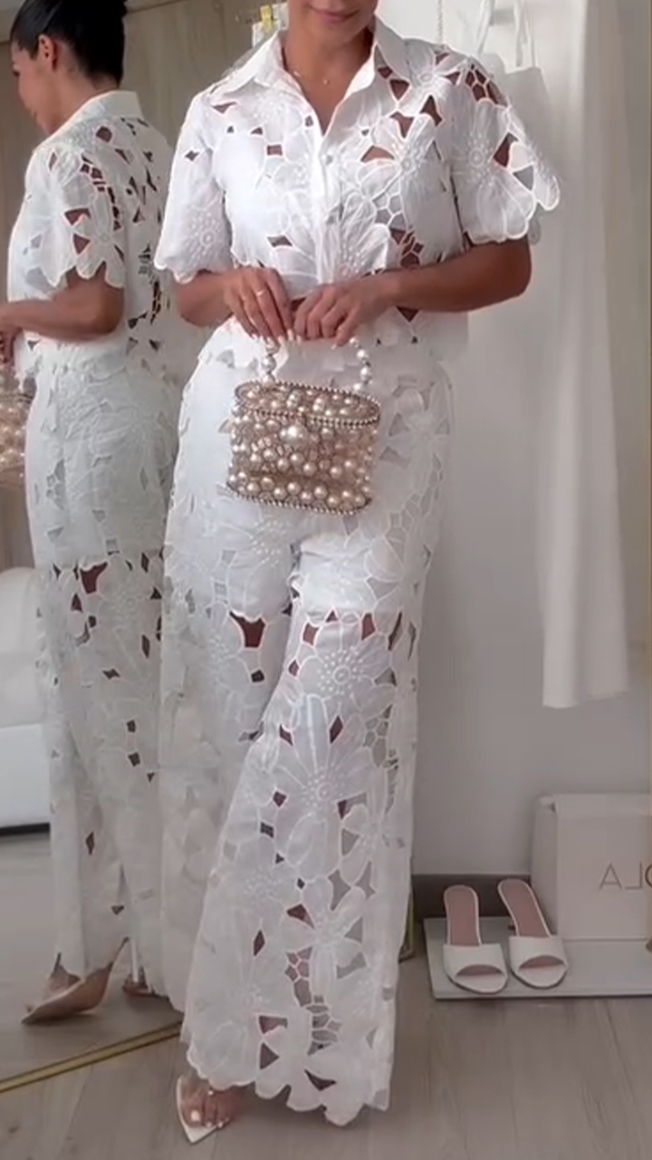 Women's Lapel Hollow Casual Suit