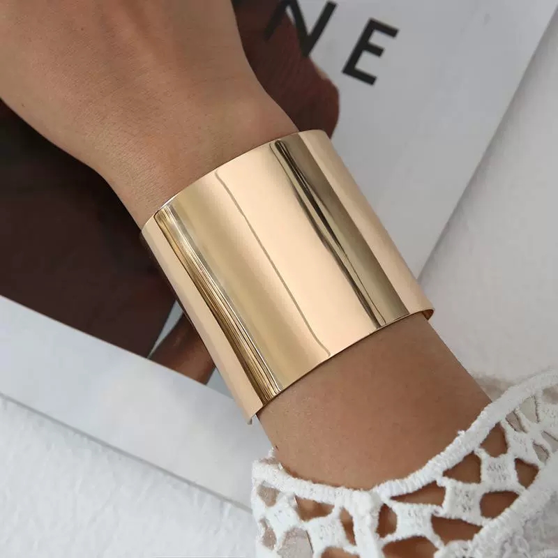 Ladies' Metal Versatile Gold Smooth Wide Version Bracelet