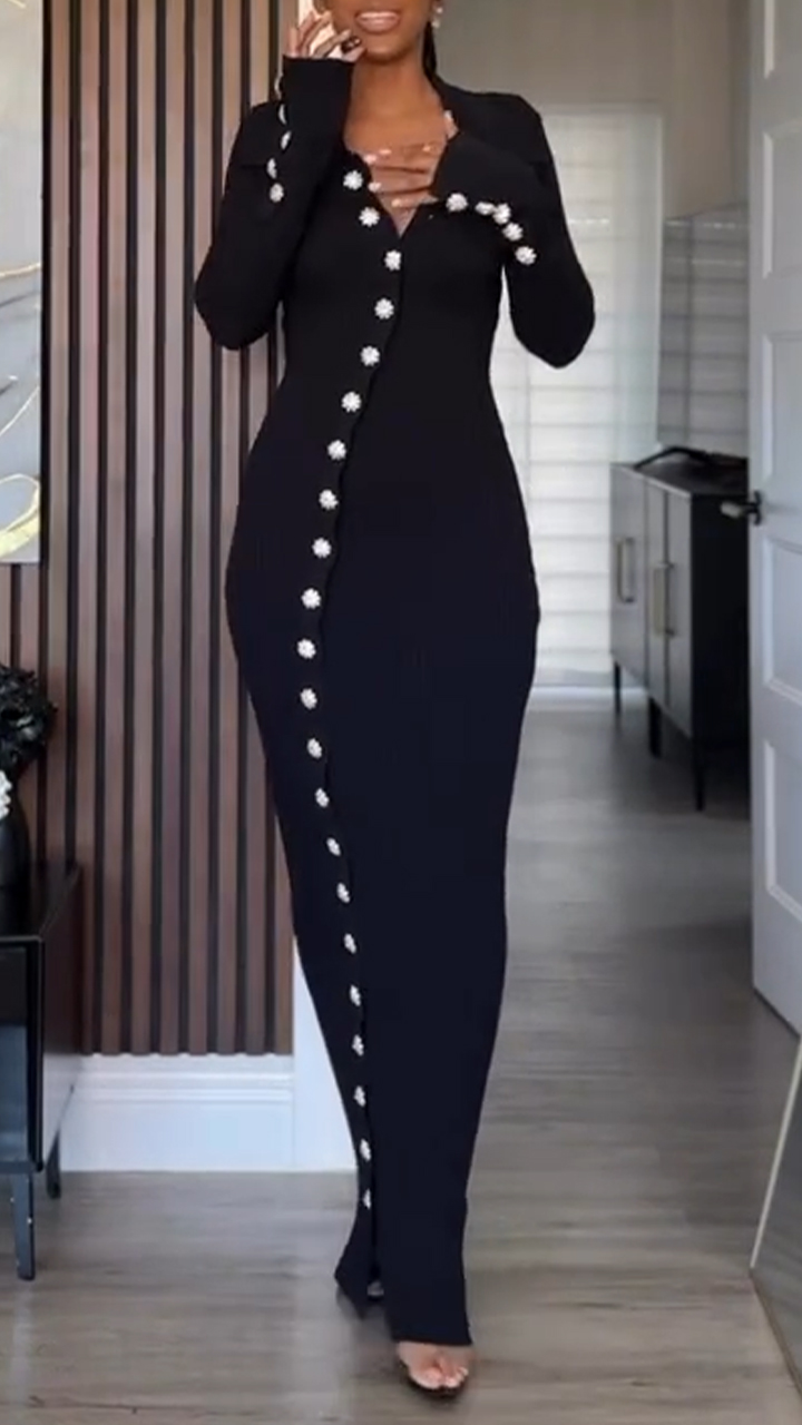 Ladies Lapel Breasted Slim Fit Casual Dress