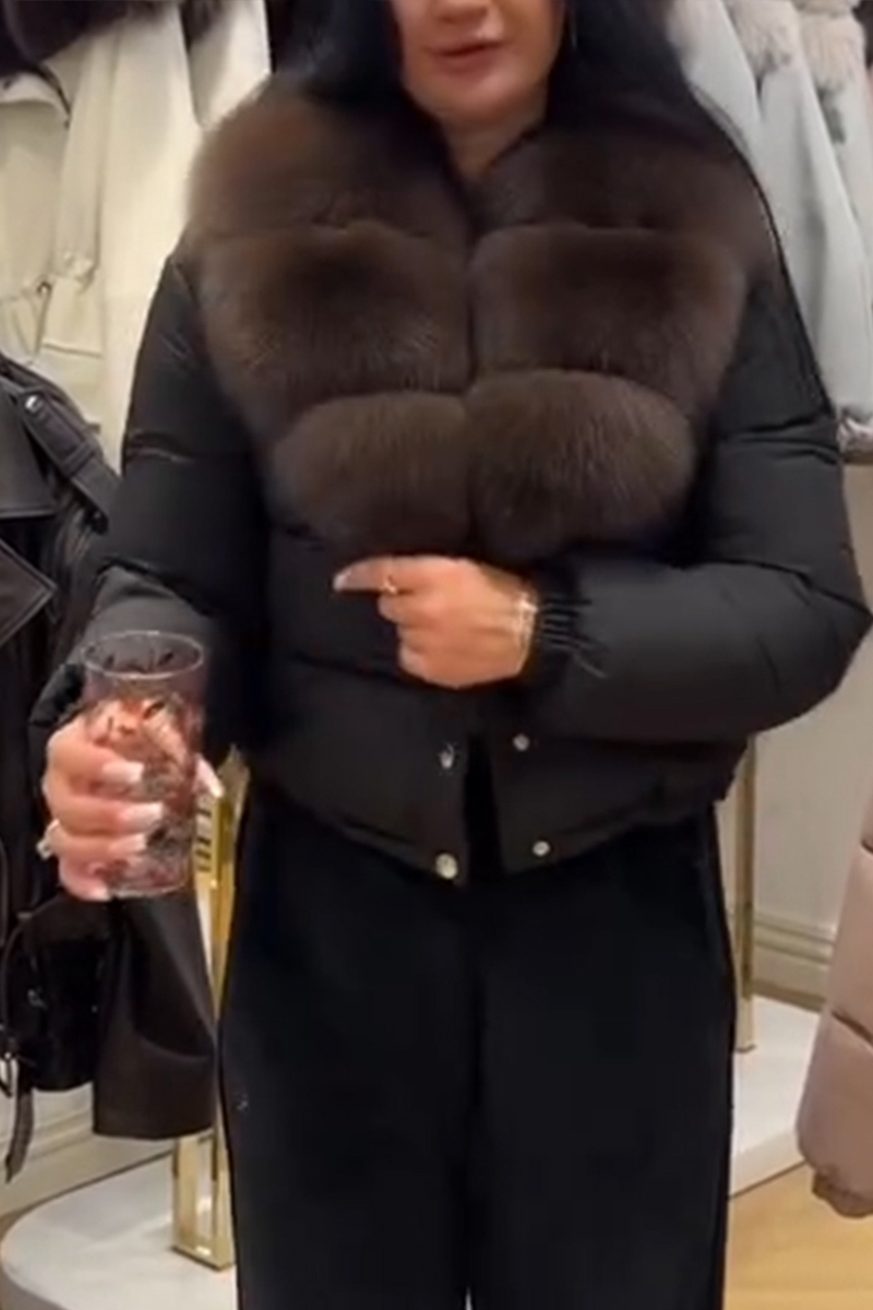 Women Fur Collar Waterproof Casual Cotton Jacket