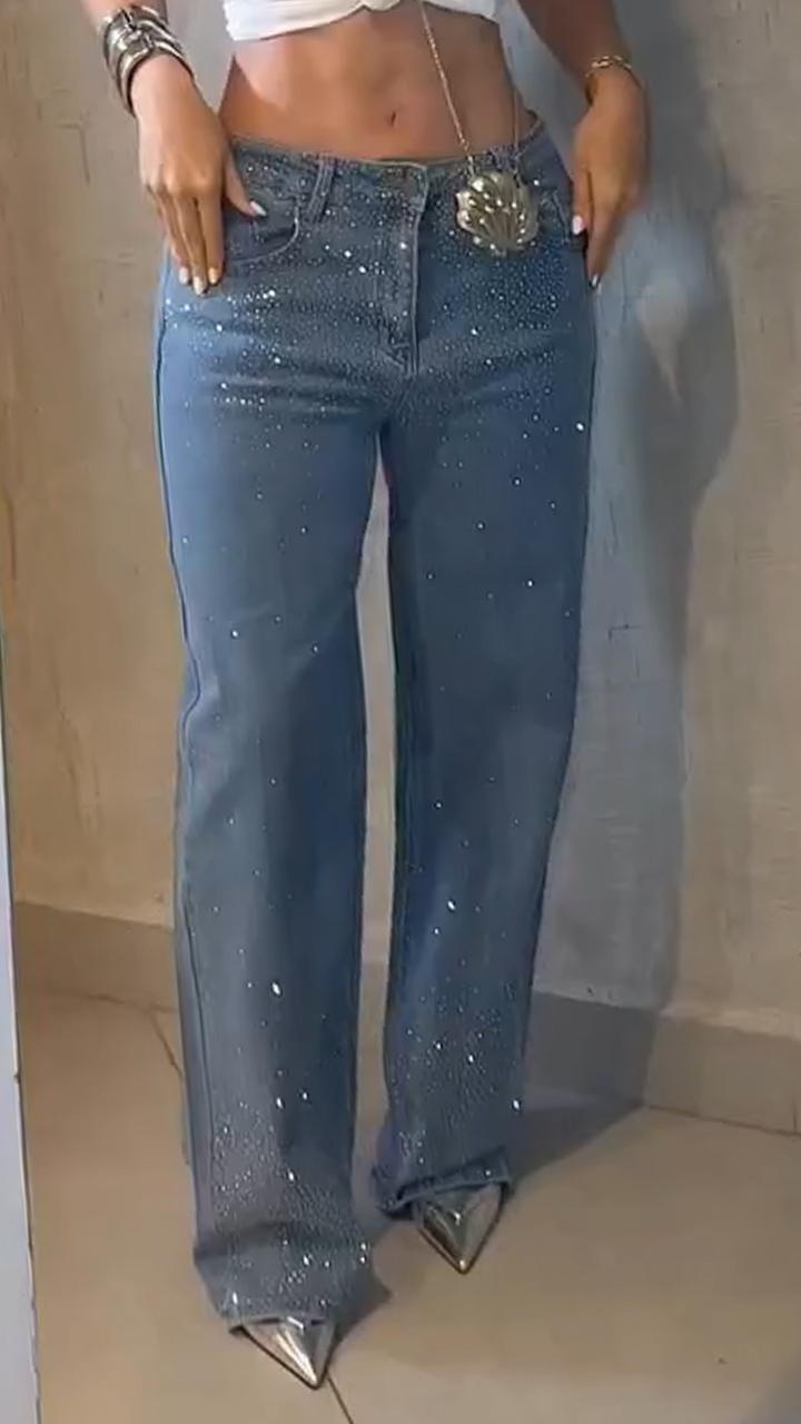 Ladies Rhinestone Casual Jeans