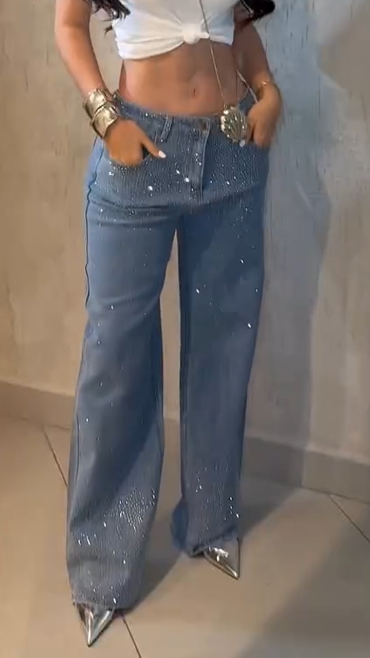 Ladies Rhinestone Casual Jeans