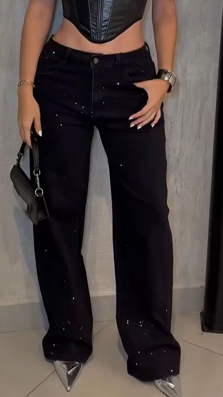 Ladies Rhinestone Casual Jeans