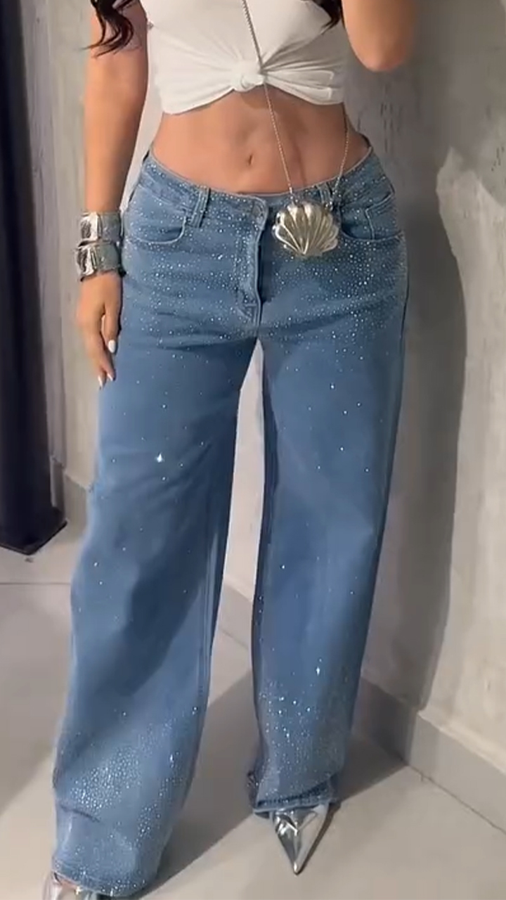 Ladies Rhinestone Casual Jeans