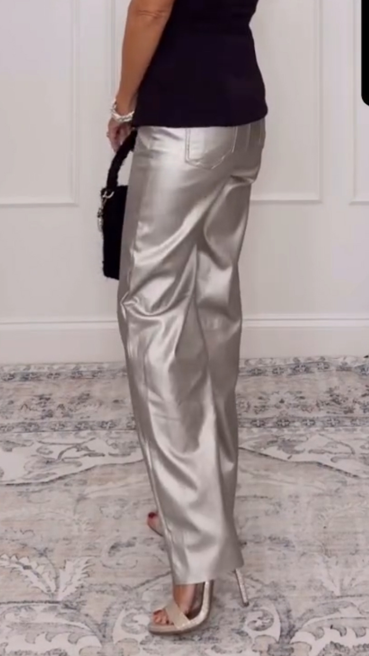 Womens Shiny Casual Pants