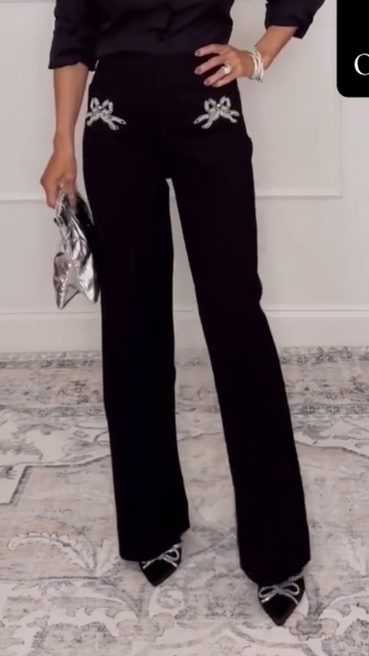 Womens Shiny Casual Pants