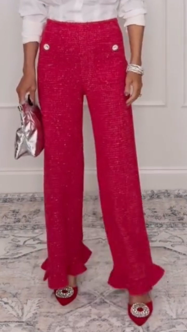 Womens Shiny Casual Pants