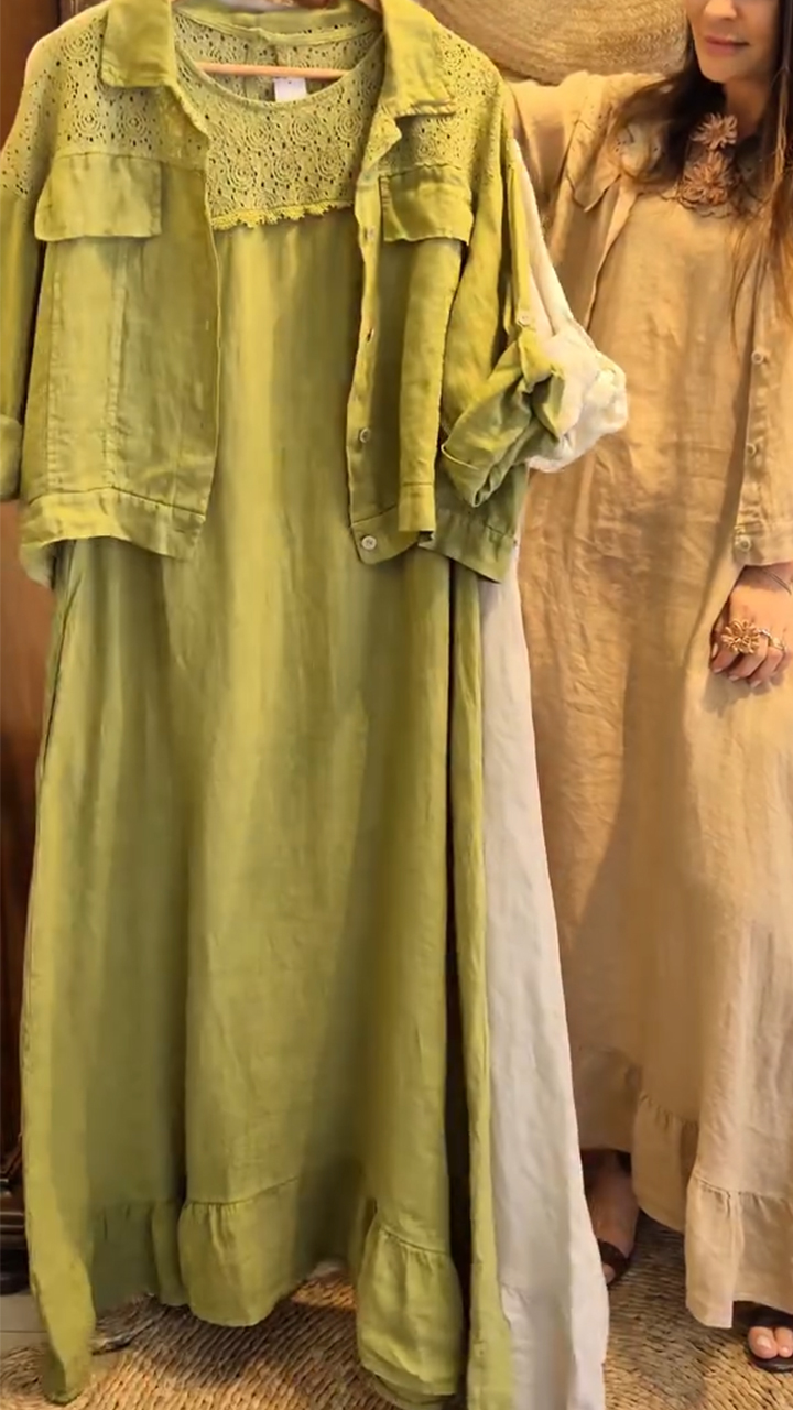 Women Inner Dress + Cardigan Casual Set