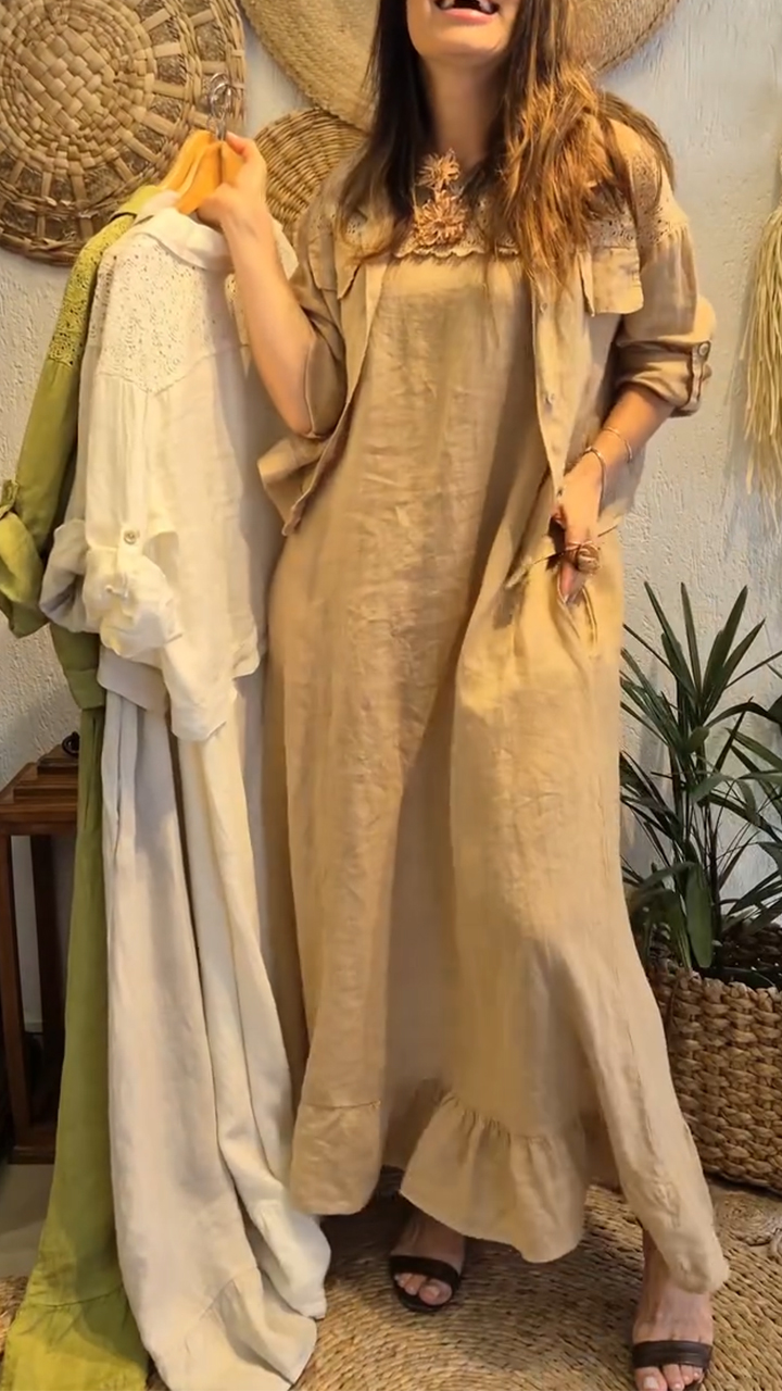 Women Inner Dress + Cardigan Casual Set