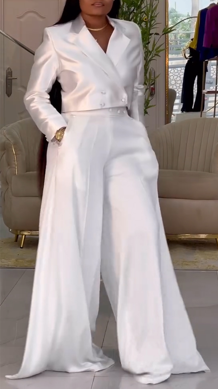 Women Collar Jacket+ Pants Casual Suit with Temperament