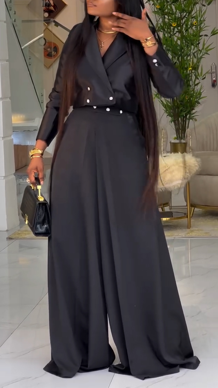 Women Collar Jacket+ Pants Casual Suit with Temperament