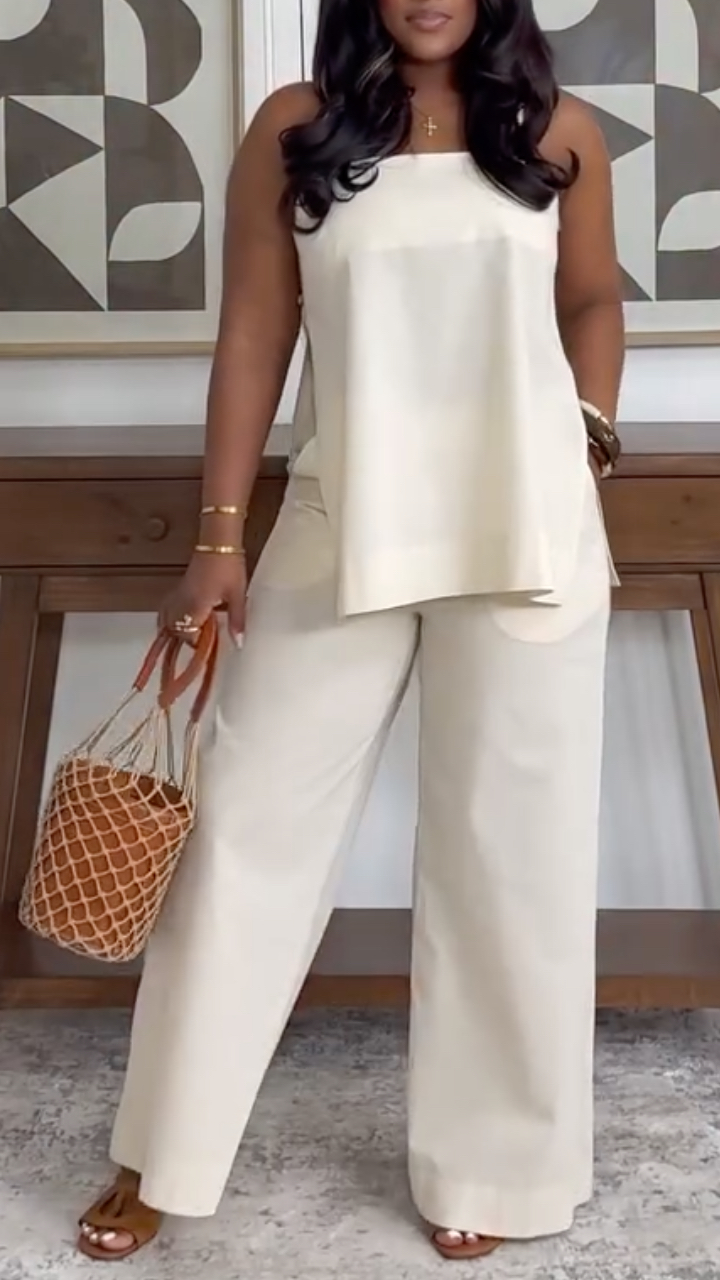 Women's Suspender Side-slit Casual Vacation Set