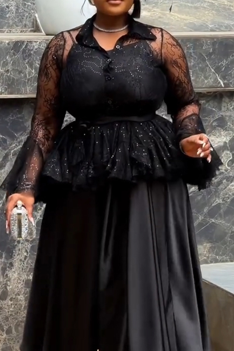 Women Elegant Temperament Spaghetti Strap Dress or See Through Lace Patterned Cardigan