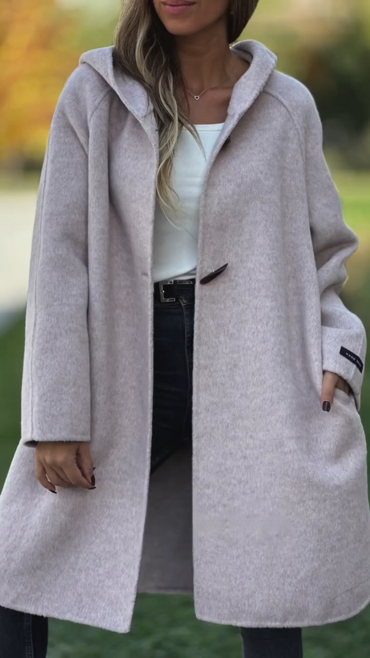 Womens Round Neck Hooded Casual Coat