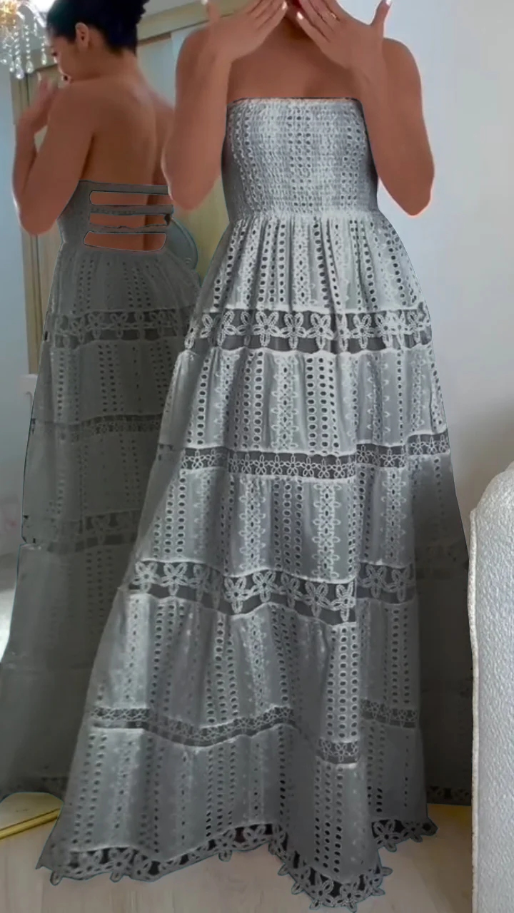 Women's Tube Top Backless Hollow Holiday Dress