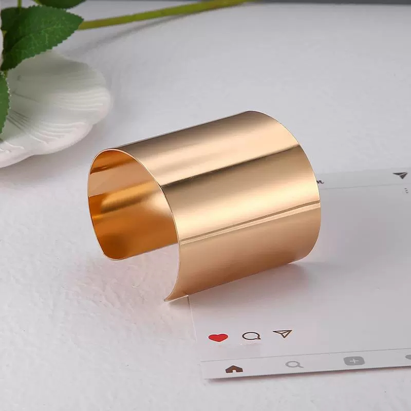 Ladies' Metal Versatile Gold Smooth Wide Version Bracelet