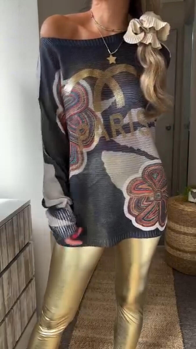 Women Round Neck Printed Casual Top