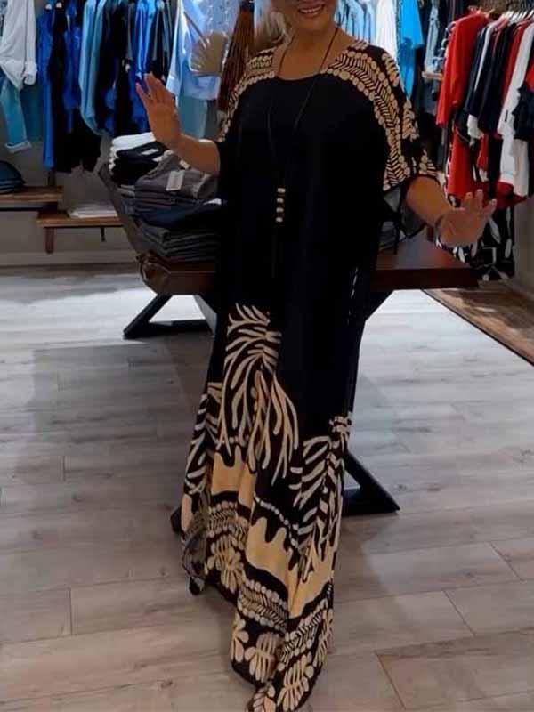 Women's Round Neck Printed Loose Dress