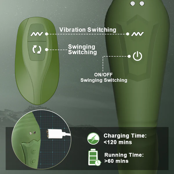 👑C Shape 10 Oscillating Vibrating Prostate Massager for Gay Couples-Warrior