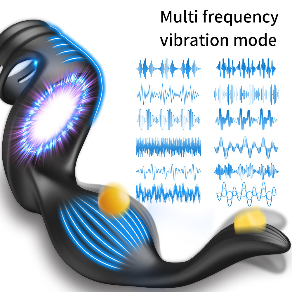 Adjustable Men's Delay Penis Vibration Ring & Butt Plug Stimulator