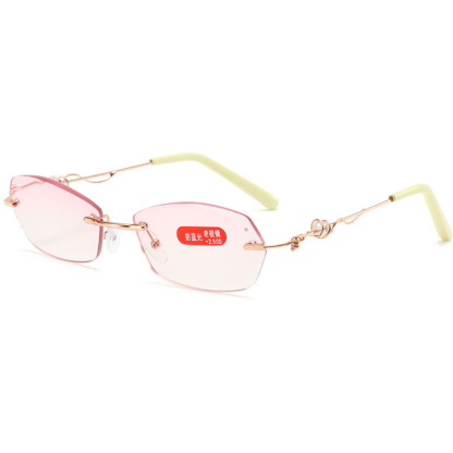 Elegante randlose Lesebrille mit Diamantschliff
