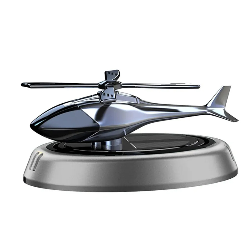 Solarbetriebener Rotationshubschrauber Solar-Aromatherapie-Auto-Lufterfrischer Legierung + ABS-Holzduft Auto-Aroma-Diffusor