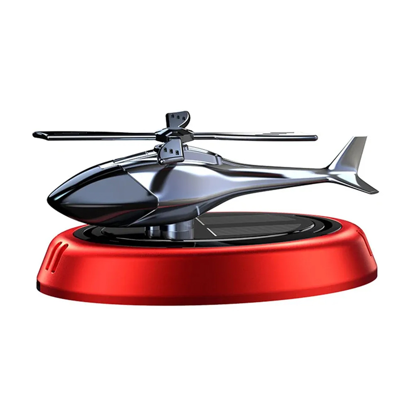 Solarbetriebener Rotationshubschrauber Solar-Aromatherapie-Auto-Lufterfrischer Legierung + ABS-Holzduft Auto-Aroma-Diffusor