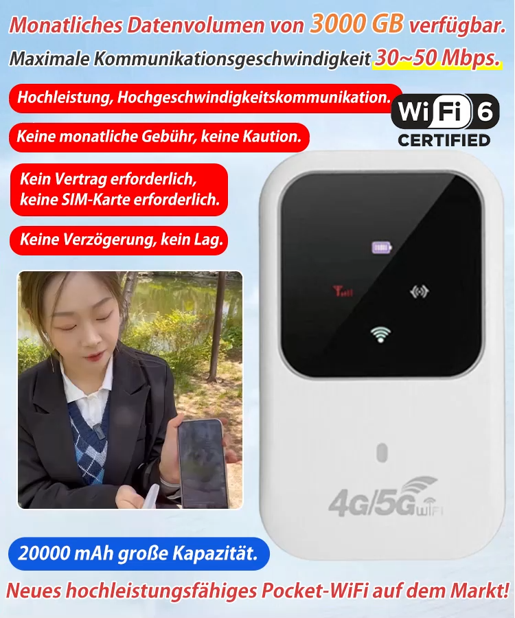 【📶Tragbares WLAN, gemeinsam entwickelt von einem Telekommunikationsunternehmen und der Universität München.】🔥Jetzt für begrenzte Zeit im Angebot!