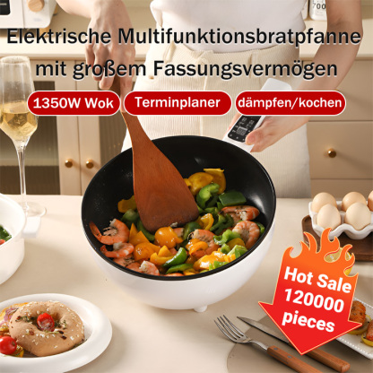 【Multifunktionaler intelligenter Elektro-Wokk】Sparen Sie Energie: Nur 0,1 €/Stunde. Ideal für Braten, Schmoren, Kochen.zeitlich begrenzter Rabatt