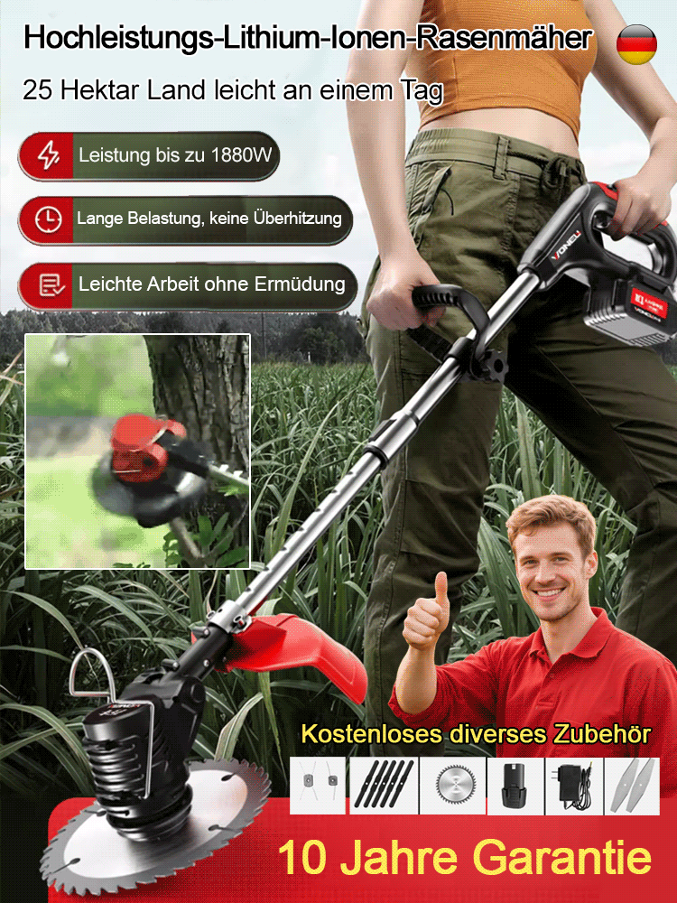 【Tragbarer Gartenrasenmäher mit Lithiumbatterie】🔥30.000 verkaufte Einheiten in 5 Tagen. Jetzt können Sie eines zum halben Preis kaufen! Nur noch 100 Stück auf Lager!