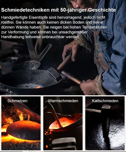 【Importiert aus Japan, hergestellt aus hochreinem Natureisen】🍳100.000 Mal von Hand geschmiedet, um durch „traditionelles Öffnen“ eine natürliche Antihaft-Oberfläche zu erhalten