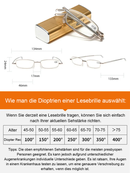 Einziehbare faltbare Anti-Strahlungs-Lesebrille