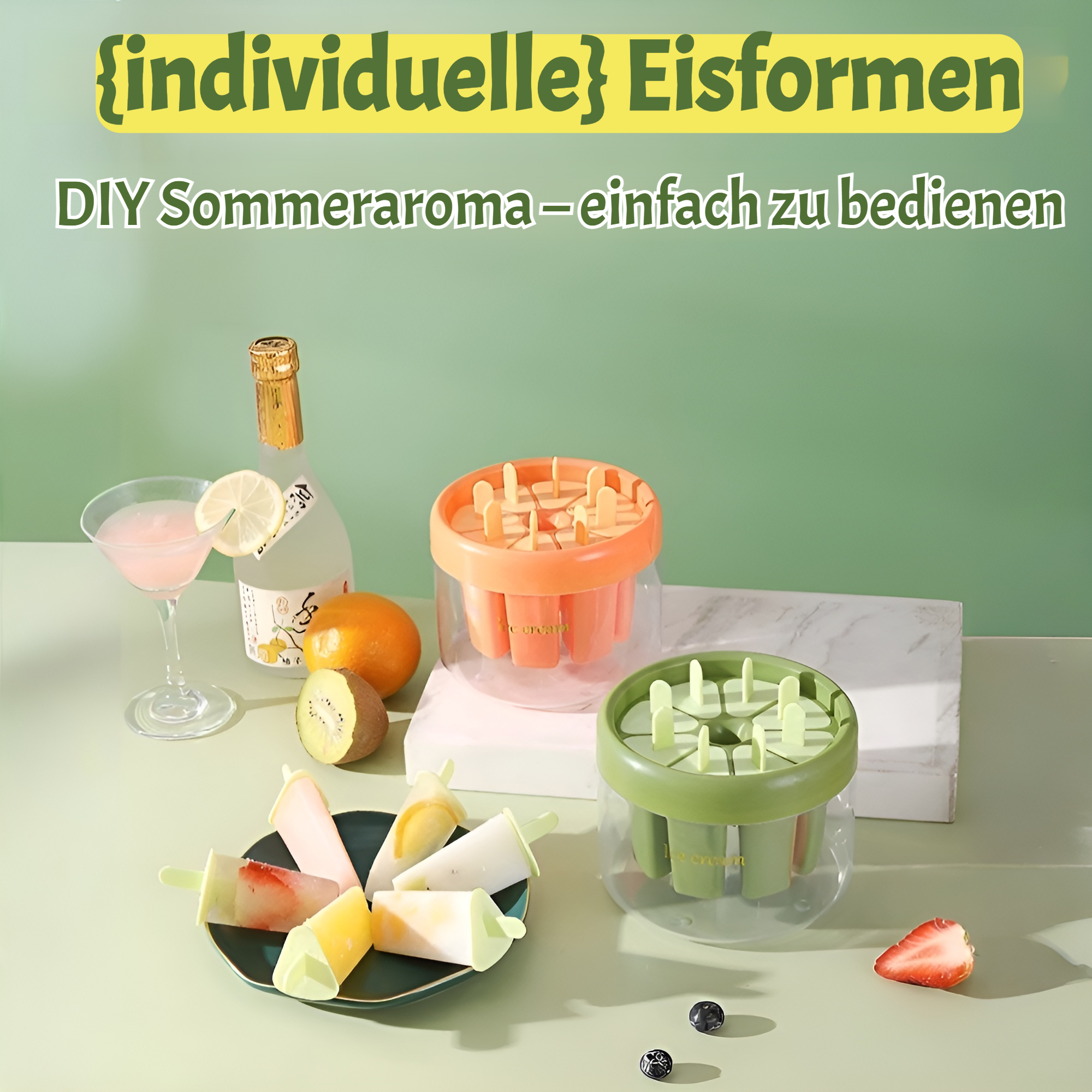 Lebensmittelechte Eisform für Eis am Stiel mit Deckel
