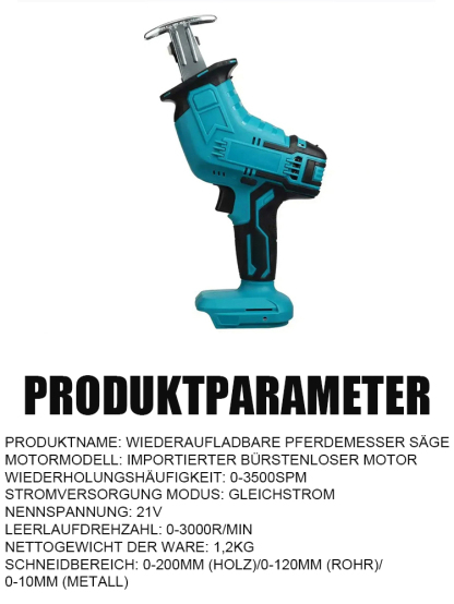 【Lithium-Ionen-Säbelsäge】🌟Dem Hersteller geht es nicht gut und die Lagerbestände werden zum Selbstkostenpreis verkauft. Sie können es also heute für nur 47 € kaufen!