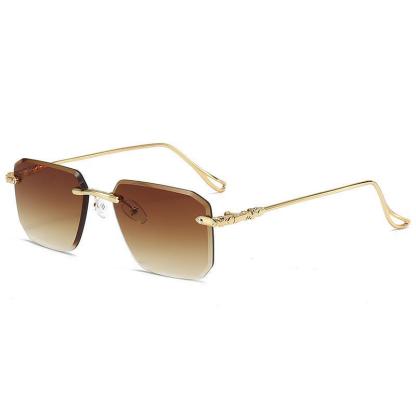 【Promi-Edition】14K vergoldete, luxuriöse, randlose Sonnenbrille