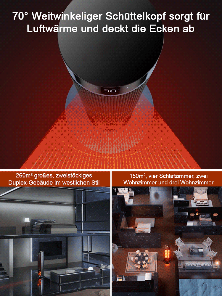 [1-Sekunden-Schnellaufheizung] Dreistufig einstellbar ✨ 3D-Luftstrom-Raumheizgerät💰+39 € für 1 Stück