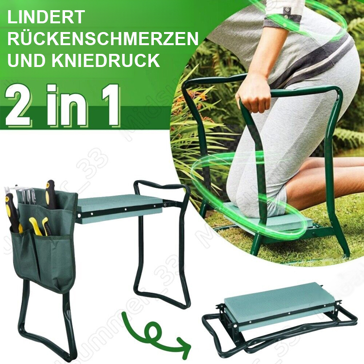 [Taillen- und Knieschutz] Zwei-in-Eins faltbarer Hocker für Gartenarbeit und Knien