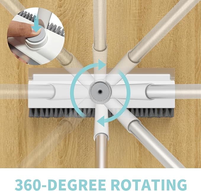 Bodenschrubber mit langem Griff, 3-in-1-Schaber und robuste Schrubberbürste mit steifen Borsten zum Reinigen von Dusche, Badezimmer, Terrasse, Garage, Küche, Wand und Deck