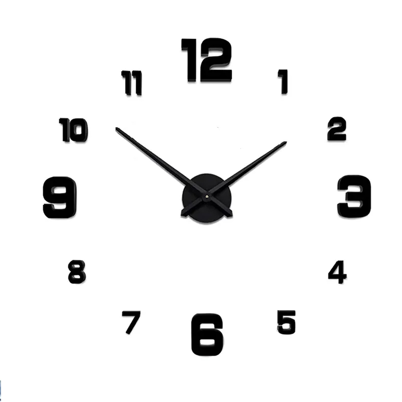 Große 3D-Wanduhr, DIY, kreative Spiegeloberfläche, Wanddekoration, Aufkleber, Uhr, 130 cm, rahmenlos, für Zuhause, Schule, Büro, Wohnzimmer