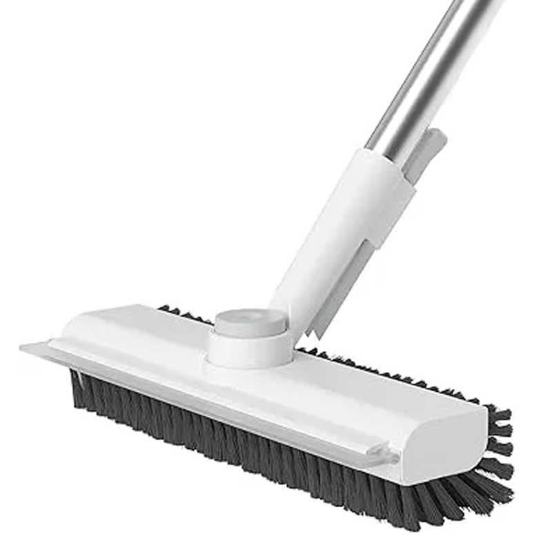 Bodenschrubber mit langem Griff, 3-in-1-Schaber und robuste Schrubberbürste mit steifen Borsten zum Reinigen von Dusche, Badezimmer, Terrasse, Garage, Küche, Wand und Deck