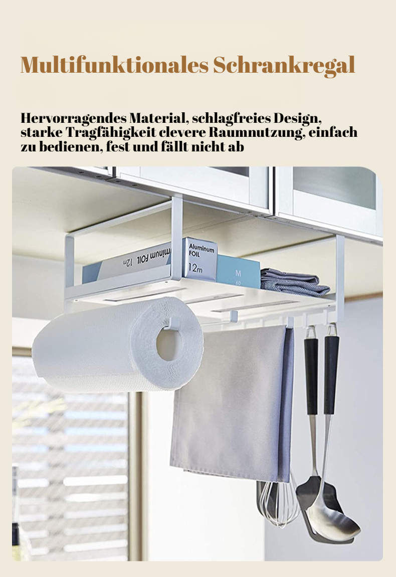 Modernes stanzfreies Hängeregal mit japanischen Haken in der Küche