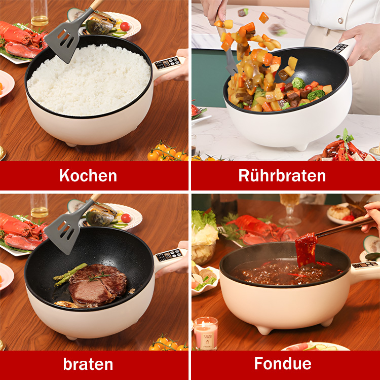 【Multifunktionaler intelligenter Elektro-Wokk】Sparen Sie Energie: Nur 0,1 €/Stunde. Ideal für Braten, Schmoren, Kochen.zeitlich begrenzter Rabatt