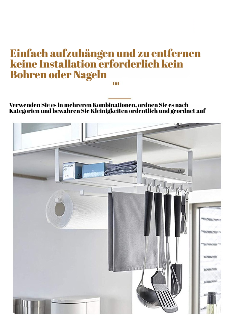 Multifunktionales Hängeregal mit Küchenutensilien