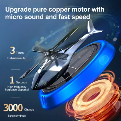 Solarbetriebener Rotationshubschrauber Solar-Aromatherapie-Auto-Lufterfrischer Legierung + ABS-Holzduft Auto-Aroma-Diffusor