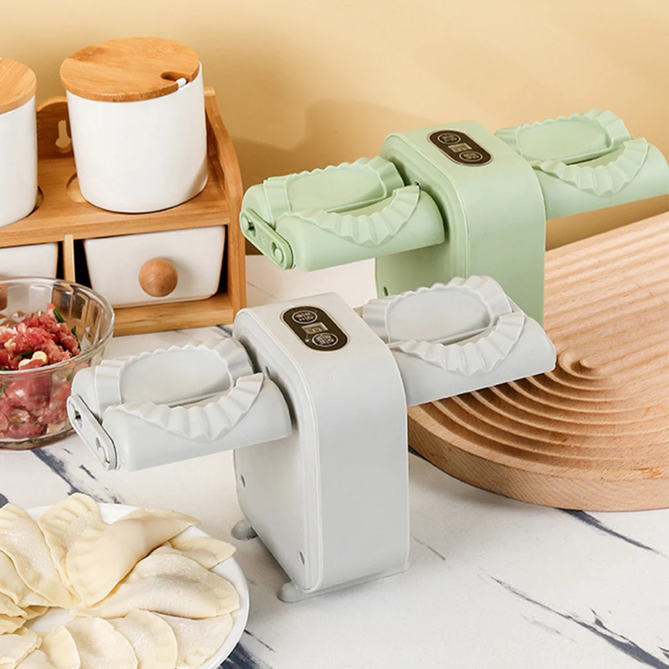 Automatischer Teigtaschenmacher, Doppelkopf, elektrischer Teigtaschenmacher, Wickel-Teigtaschen-Maschine, Heim-Teigtaschen-Pressform-Werkzeug
